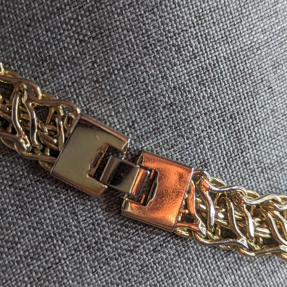 Large Collar necklace vintage gold tone - Picture 4 of 11